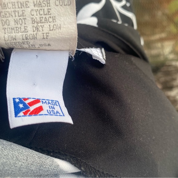 La Belle Black and White Floral Midi Dress Cap Ruffle Sleeve Vintage Y2K Medium - Picture 9 of 11